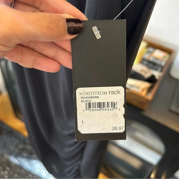 FREE PRESS Nordstrom Black Mesh Ruched Stretch Drape Layered Hem - Picture 5 of 9